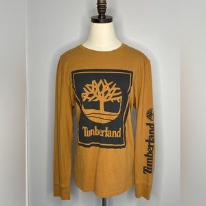 Mens Timberland Stacked Logo Long Sleeve Tee - Wheat